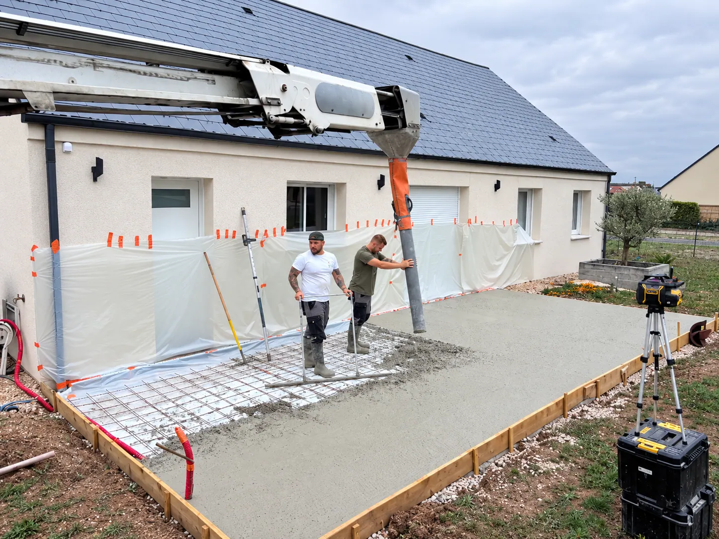 Coulage d’une dalle de terrasse en béton